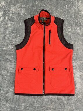 Lauren Ralph Lauren Womens Petite Red & Black Full Zip Vest PS